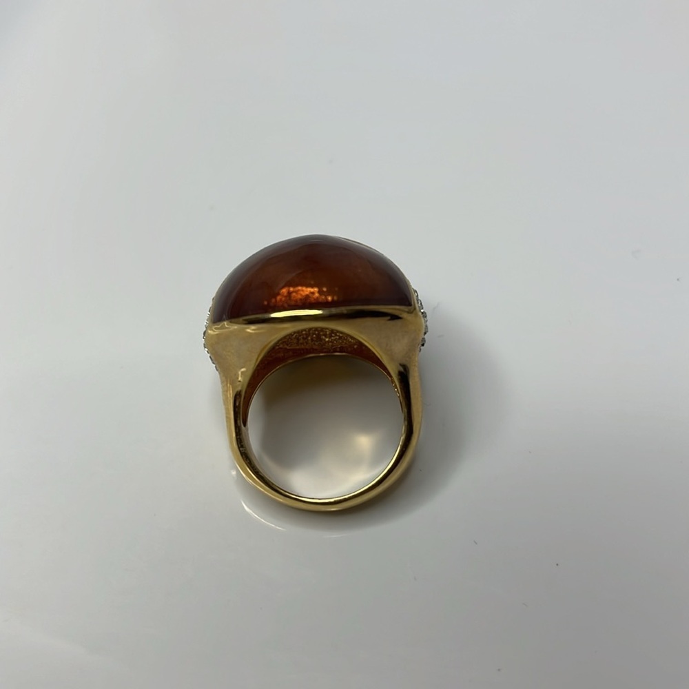 COFFEE ENAMEL PAVE DOMED RING VINTAGE - Picture 2 of 7